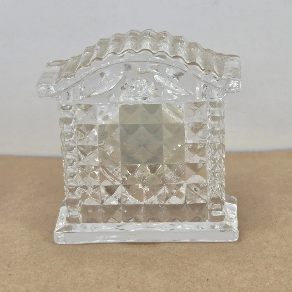 Vintage 24% Lead Crystal Miniature Mantel Clock Quartz Japan Movt Gold Tone Trim